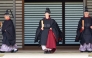 Japanese Prince Hisahito, son of Crown Prince Akishino wearing an ancient ceremonial costume, leaves for a ceremony by a carriage at the Imperial Palace in Tokyo on September 6, 2025. (Photo by Yoshikazu Tsuno / POOL / AFP)