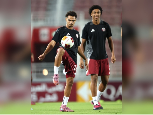 Qatar U-23 players during a training session. 