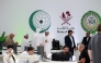 Members of the media gather at the press room reserved for the coverage of the upcoming Arab-Islamic summit, organised to discuss the recent Israeli attack on Qatar, in Doha on September 14, 2025. Photo by Karim Jaafar/ AFP