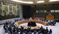 A general view shows the United Nations Security Council meeting on the situation in Gaza, at UN headquarters in New York on September 18, 2025.  (Photo by Angela Weiss / AFP)
