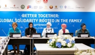 Minister of Social Development and Family H E Buthaina bint Ali Al Jabr Al Nuaimi (second left) during the high-level meeting in New York. 
