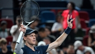 Italy Jannik Sinner reacts after winning against Germany Daniel Altmaier during their men's singles match at the Shanghai Masters tennis tournament in Shanghai on October 4, 2025. (Photo by Jade GAO / AFP)
