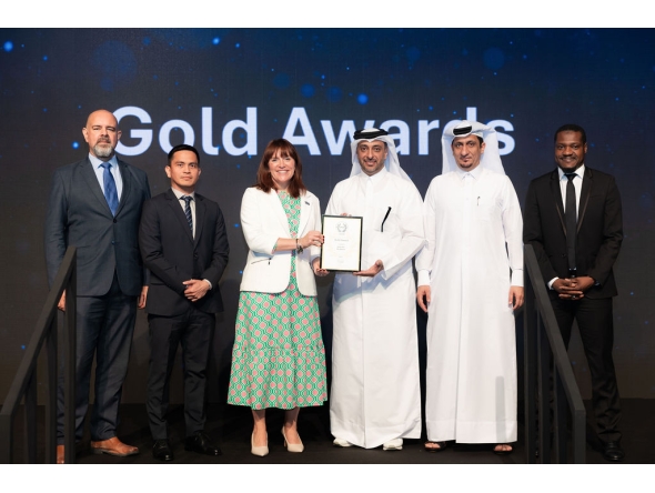 Qatar Rail officials receiving the award during a ceremony in Doha.