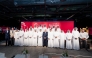 Officials pose for a photograph following a press conference held in connection with the launch of Polo AlMarsa Qatar, the country’s first ever polo showcase.