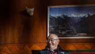 In this picture taken on May 28, 2023, Kancha Sherpa, a team member of the 1953 Mount Everest expedition which placed Tenzing Norgay and Edmund Hillary on the summit of the world's highest mountain, looks on during an interview on the eve of International Everest Day, at Namche Bazar in Solukhumbu district, northeast of Kathmandu. Photo by ROBIC UPADHAYAY / AFP