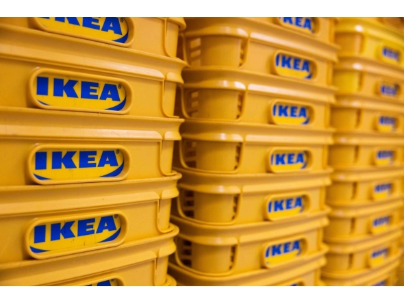 This file photograph taken on May 11, 2023, shows Ikea shopping carts in an Ikea store in Paris. Photo by JOEL SAGET / AFP