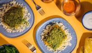 Parsi-style fish packets with spicy mint chutney. Lauren Bulbin/The Washington Post