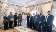 Minister of State at the Ministry of Foreign Affairs H E Dr. Mohammed bin Abdulaziz bin Saleh Al Khulaifi with the Syrian delegation.