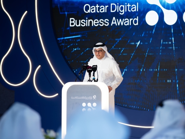 Minister of Communications and Information Technology, H E Mohammed bin Ali Al Mannai addressing the event. 