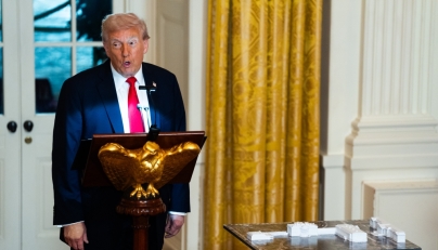 US President Donald Trump delivers remarks in the White House. (Photo by Demetrius Freeman/The Washington Post)
