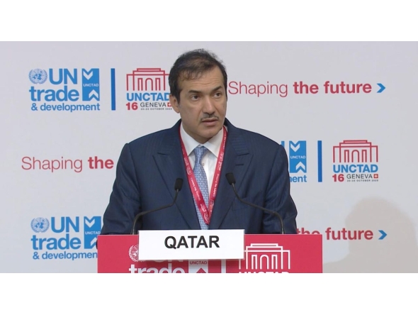 Minister of State for Foreign Trade Affairs, H E Dr. Ahmed bin Mohammed Al-Sayed during the participation of UNCTAD16. 