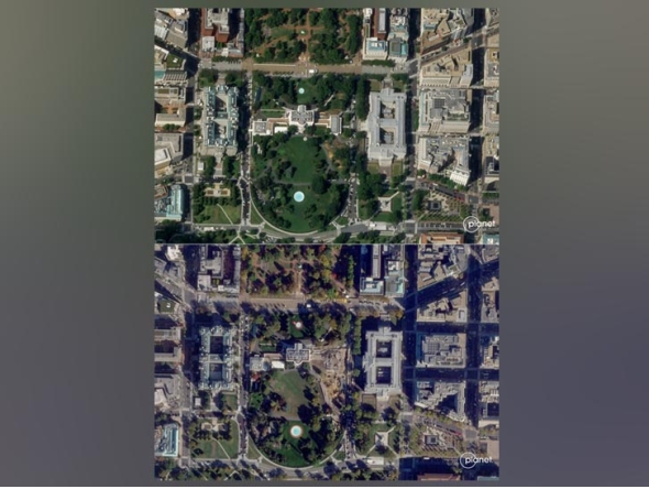 Before and after pictures of the demolition of the East Wing of the White House in Washington, DC. Photo by Handout / 2025 Planet Labs PBC / AFP