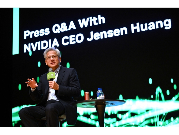 Nvidia founder and CEO Jensen Huang speaks during a press conference at the Asia-Pacific Economic Cooperation (APEC) CEO Summit in Gyeongju on October 31, 2025. (Photo by Jung Yeon-je / AFP)