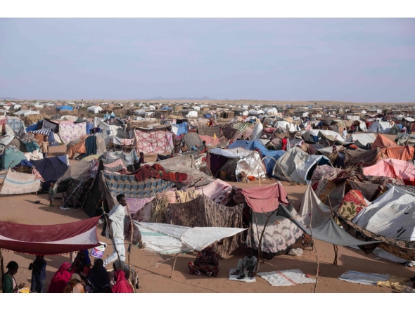 Makeshift shelters erected by displaced Sudanese who fled El-Fasher after the city fell to the Rapid Support Forces (RSF), make up the Um Yanqur camp, located on the southwestern edge of Tawila, in war-torn Sudan's western Darfur region on November 3, 2025. (Photo by AFP)