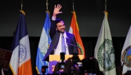 New York City Mayoral candidate Zohran Mamdani celebrates during an election night event at the Brooklyn Paramount Theater in Brooklyn, New York on November 4, 2025. (Photo by Angela Weiss / AFP)