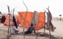 A displaced Sudanese man who fled El-Fasher after the city fell to the Rapid Support Forces (RSF), sits in a makeshift shelter in the Um Yanqur camp, located on the southwestern edge of Tawila, in war-torn Sudan's western Darfur region on November 3, 2025. (Photo by AFP)