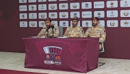 From left: QASC Secretary General Captain Hazza Al-Attiyah, QASC Vice Chairman Lieutenant Colonel Abdullah Saeed Al Mansouri and Qatar Target team captain Lieutenant Abdulaziz Al-Hajjaji during a press conference yesterday.