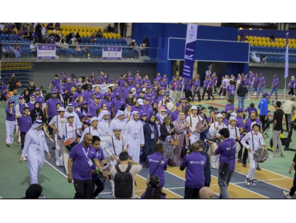 Members of QCS, and Aspire Zone, along with cancer survivors, healthcare professionals, and community members taking part in Relay for Life 2025.