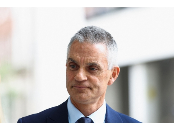 File: BBC Director-General Tim Davie is pictured during a visit by Britain's Prince Charles, Prince of Wales and Britain's Camilla, Duchess of Cornwall (both unseen) to the BBC World Service, in London, on April 28, 2022, for its 90th anniversary. (Photo by Hannah McKay / POOL / AFP)