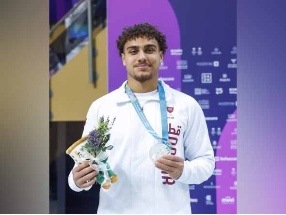 Qatar swimmer Ali Tamer claimed silver in the men’s 100-meter freestyle