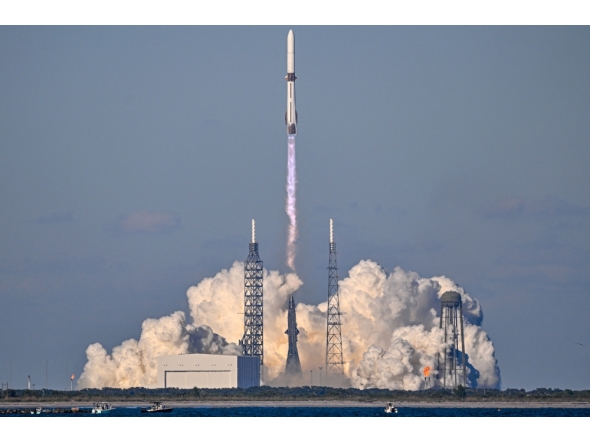 The Blue Origin New Glenn rocket lifts off at Launch Complex 36 in its second launch attempt at Cape Canaveral Space Force Station on November 13, 2025 in Cape Canaveral, Florida.  Miguel J. Rodriguez Carrillo/Getty Images/AFP 