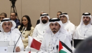 Head of the Qatar Financial Information Unit and Member of the National Anti-Money Laundering and Terrorism Financing Committee Sheikh Abdullah bin Hamad bin Mubarak Al-Thani with other officials during the meeting.