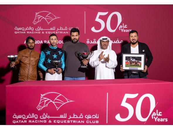 Connections of Taymoor Al Shahania celebrate their win. 