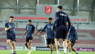 Al Duhail players attend a training session yesterday. 