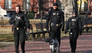 Secret Service uniformed division officers patrol in Lafayette Square across from the White House, in Washington, DC on November 27, 2025. Two National Guard troops were shot November 26 in a 