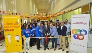 Dr. Javaid Sheikh (centre), Dr. Ravinder Mamtani (right), and Dr. Sohaila Cheema (left) during the inauguration of 'Kick-Off a Healthier Lifestyle'.