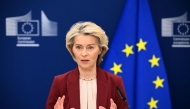European Commission President Ursula Von der Leyen attends a press confrence in Brussels on December 3, 2025. Photo by NICOLAS TUCAT / AFP