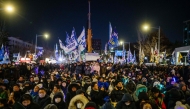 Protesters take part in a rally near the National Assembly in Seoul on December 3, 2025, to mark the first anniversary of the declaration of martial law by ousted president Yoon Suk Yeol. Photo by ANTHONY WALLACE / AFP