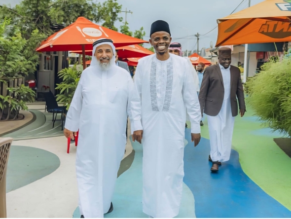 Minister of Awqaf and Islamic Affairs H E Ghanem bin Shaheen bin Ghanem Al Ghanem with President of the Supreme Council for Islamic Affairs and Mufti of the Republic of Rwanda H E Sheikh Musa Sindayigaya during his visit to Rwanda.