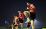 Palestine players during a training session yesterday.