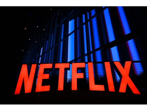 The Netflix logo is seen at the Netflix Tudum Theater in Los Angeles, California, on September 14, 2022. Photo by Patrick T. FALLON / AFP