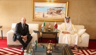 Minister of Justice and Minister of State for Cabinet Affairs H E Ibrahim bin Ali Al Mohannadi meeting with Minister of Justice of the Italian Republic H E Carlo Nordio.