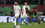 Algeria’s Riyad Mahrez shoots from the penalty spot.
