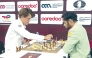 Norway's Magnus Carlsen makes his last move against India's Arjun Erigaisi.