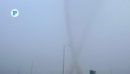Near-zero visibility due to fog near Al Wahda Arches in Onaiza on Tuesday morning. Pic: Mahmoud Elmazaty / The Peninsula


