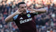 Aston Villa's Scottish midfielder John McGinn celebrates after scoring their third goal during the English Premier League football match between Aston Villa and Nottingham Forest at Villa Park in Birmingham, central England on January 3, 2026. (Photo by Darren Staples / AFP) 