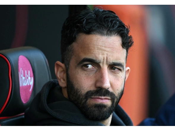 Manchester United's Portuguese head coach Ruben Amorim reacts ahead of the English Premier League football match between Bournemouth and Manchester United at the Vitality Stadium in Bournemouth, southern England on April 27, 2025. Photo by Glyn KIRK / AFP