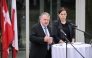 Danish Foreign Minister Lars Lّkke Rasmussen and Greenland's Foreign Minister Vivian Motzfeldt speak during a news conference at the Danish Embassy in Washington, DC, on January 14, 2026. (Photo by Oliver Contreras / AFP)