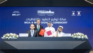 Deputy Prime Minister and Minister of State for Defence Affairs H E Sheikh Saoud bin Abdulrahman bin Hassan Al-Thani witnessing signing of an agreement on the sidelines of DIMDEX 2026.
