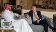 Qatar Olympic Committee President and President of the Organising Committee of the Doha Equestrian Tour, H E Sheikh Joaan bin Hamad Al Thani, and International Olympic Committee Honorary President Dr Thomas Bach attend the third and final day of H H The Father Amir’s Prix Tour 3 at Al Shaqab yesterday.