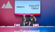 Invest Qatar CEO Sheikh Ali bin Alwaleed Al Thani and Co-Founder and CEO of EnergyX Sean Park during the MoU signing.