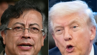 (COMBO) This combination of pictures created on February 03, 2026 shows (L/R) Colombia's President Gustavo Petro in Bogota on November 13, 2025 and US President Donald Trump in the Oval Office of the White House in Washington, DC, on February 2, 2026. (Photo by Raul ARBOLEDA and SAUL LOEB / AFP)
