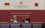 Prime Minister and Minister of Foreign Affairs H E Sheikh Mohammed bin Abdulrahman bin Jassim Al-Thani and Chancellor of the Federal Republic of Germany H E Friedrich Merz co-chairing the meeting of Qatari-German Business Roundtable, in Doha yesterday.
