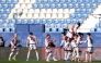 Rayo Vallecano's Spanish midfielder #21 Fran Perez (C) celebrates scoring his team's first goal with teammates during the Spanish league football match between Rayo Vallecano de Madrid and Club Atletico de Madrid at Butarque Stadium in Leganes, south of Madrid on February 15, 2026. (Photo by Pierre-Philippe MARCOU / AFP)