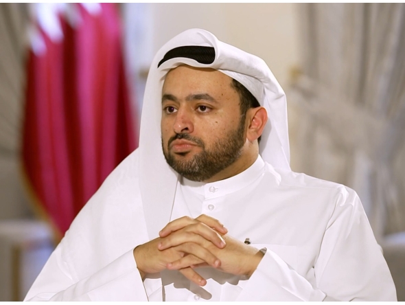 Video grab of Minister of State at the Ministry of Foreign Affairs H E Dr. Mohammed bin Abdulaziz bin Saleh Al-Khulaifi, during an interview with Al Jazeera,