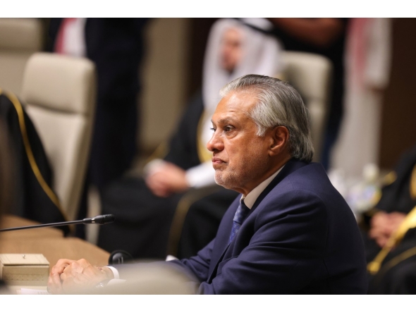 Pakistani Deputy Prime Minister and Foreign Minister Ishaq Dar attends the consultative ministrial meeting in Riyadh, on March 19, 2026. Photo by Fayez Nureldine / AFP
